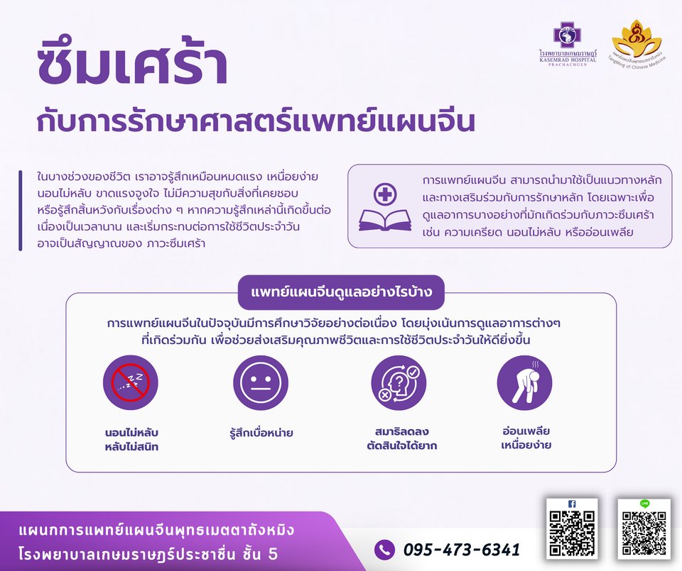 ซึมเศร้ากับการแพทย์แผนจีน ดูแลร่วมกับการรักษาหลัก